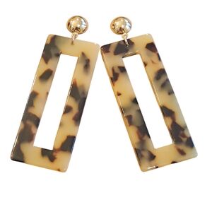 NWT - Handmade Acrylic Tortoise Shell Rectangular Earrings